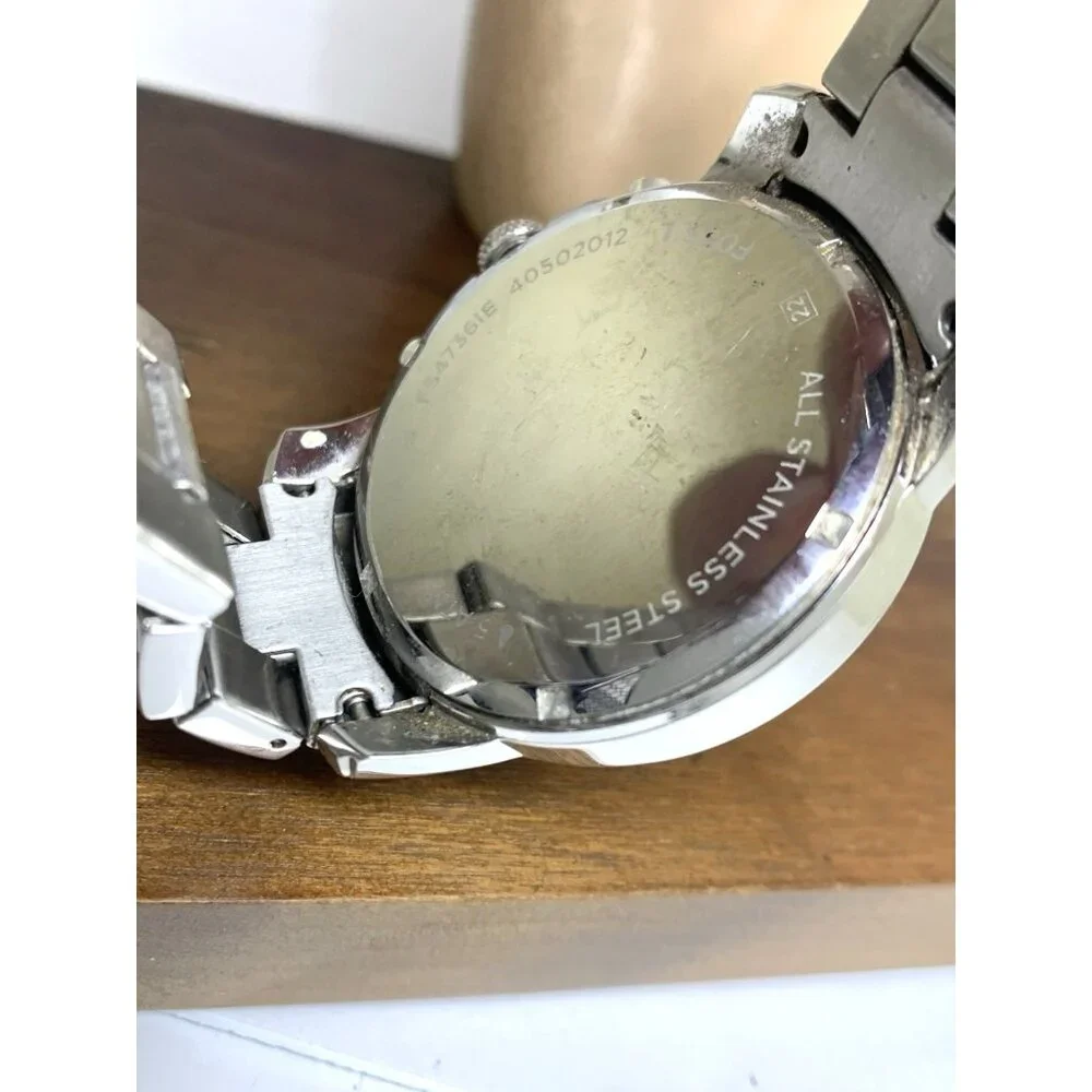 Fossil Men's Watch FS4736 Grant Quartz Chronograph Black Dial Silver Steel 44mm